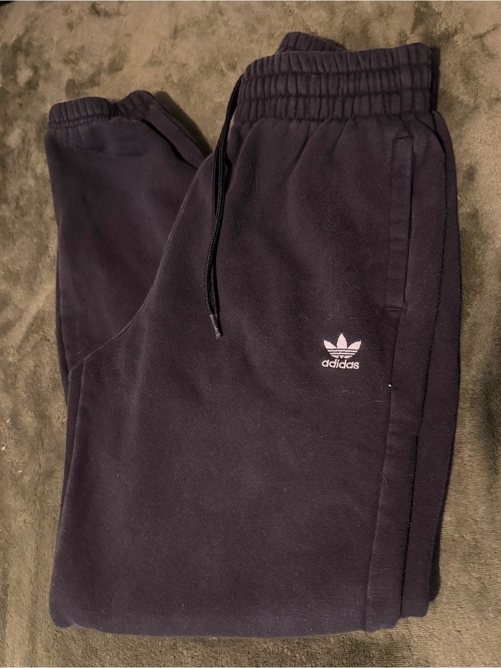 adidas Men’s Small Black Trefoil Sweatpants with White Logo